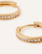 14ct Gold-Plated Pave Huggie Hoops , , large