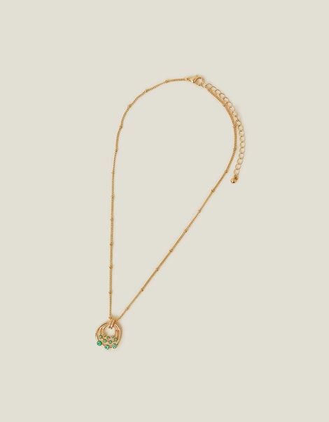 Circle Mini Gem Pendant Necklace, , large