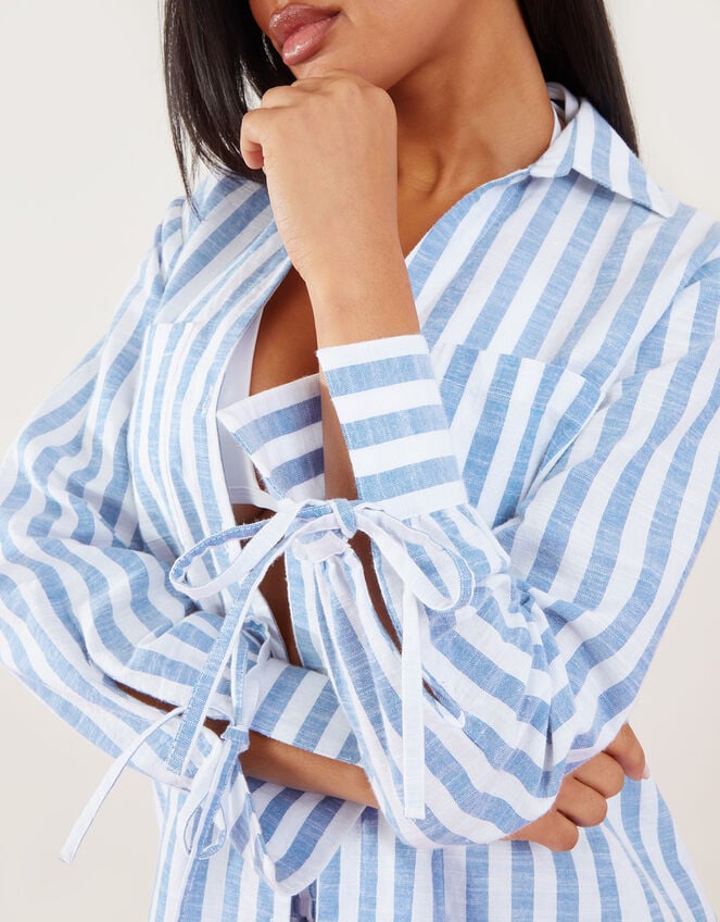 Stripe Co-ord Beach Shirt, Blue (LIGHT BLUE), large