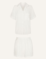 Schiffli Button-Through Short Pyjama Set, Ivory (IVORY), large