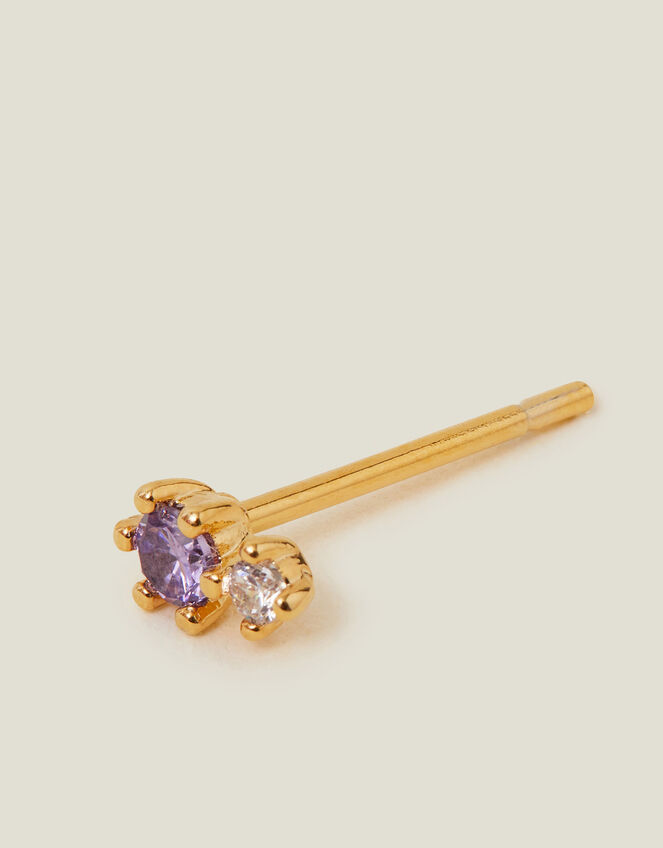 14ct Gold-Plated Birthstone Single Stud Earring, Gold (GOLD), large