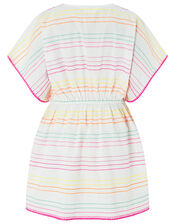Embroidered Rainbow Kaftan, White (WHITE), large