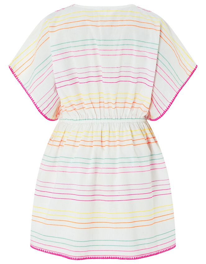 Embroidered Rainbow Kaftan, White (WHITE), large