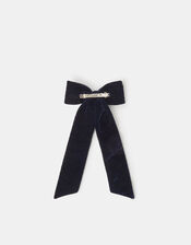Embellished Celestial Velvet Bow Hair Clip, Blue (NAVY), large