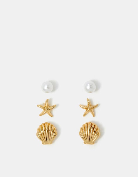 3-Pack Shell Stud Earrings, , large
