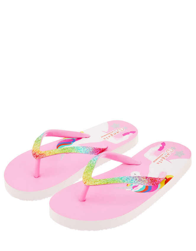 Retro Unicorn Glitter Flip Flops, Multi (BRIGHTS-MULTI), large