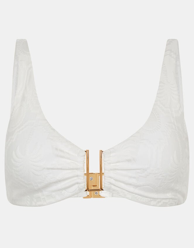 Tropical Jacquard Bikini Top, White (WHITE), large