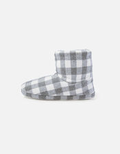 Check Print Slipper Boots, Grey (GREY), large