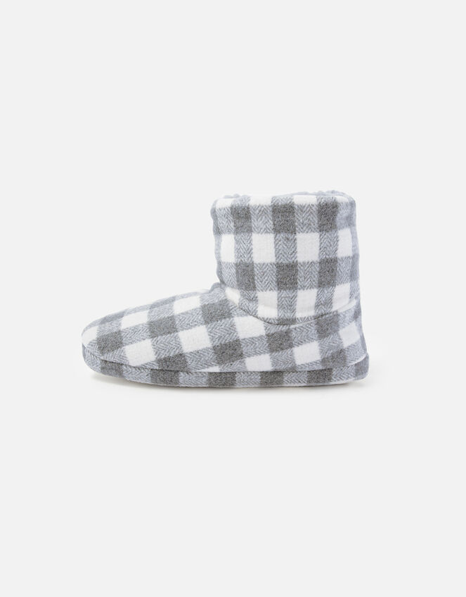Check Print Slipper Boots, Grey (GREY), large