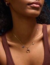 14ct Gold-Plated Evil Eye Charm Celestial Necklace, , large