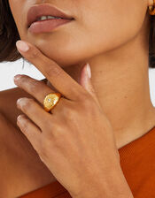 14ct Gold-Plated Diamanté Star Dome Ring, Gold (GOLD), large