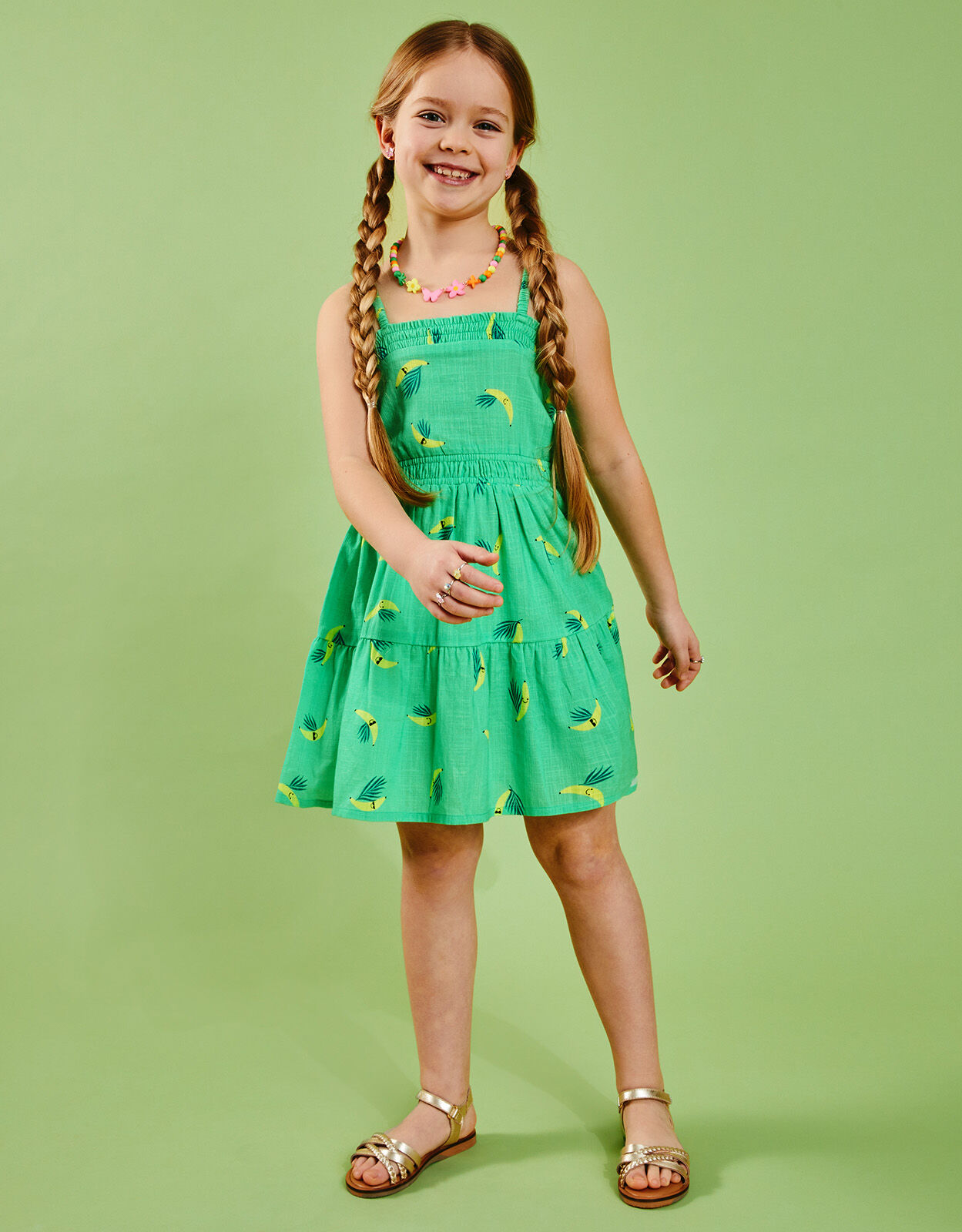 Girls Banana Dress Green