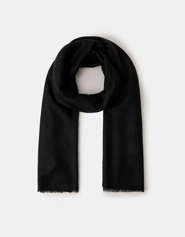 Lightweight Plain Scarf, Black (BLACK), large