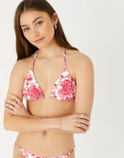Floral Triangle Bikini Top, Red (RED), large