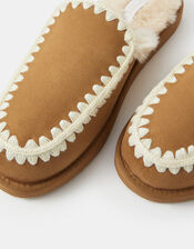 Whipstitch Suedette Mules, Tan (TAN), large