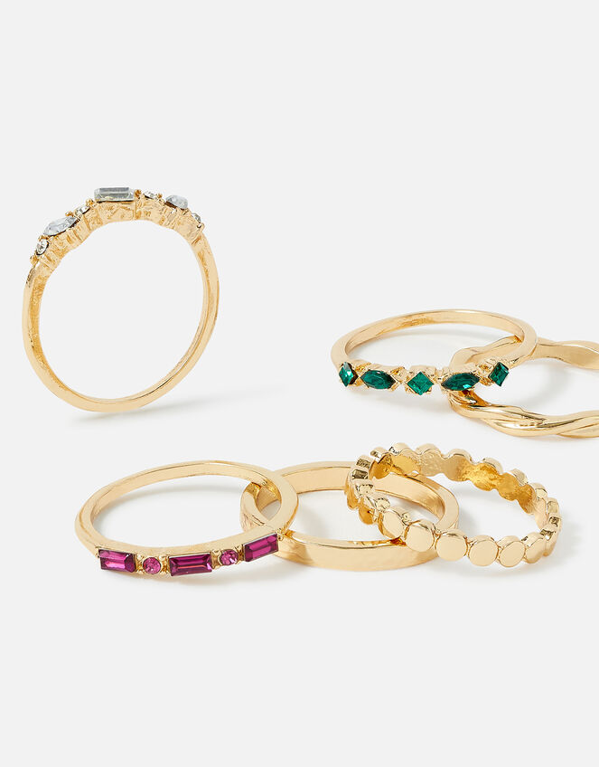 Gem Rings 6 Pack, Multi (DARKS-MULTI), large