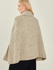 Roll Neck Knit Poncho, Camel (OATMEAL), large