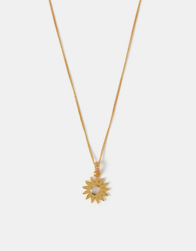 14ct Gold-Plated Sun Pendant Necklace, , large