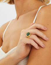 14ct Gold-Plated Cabochon Aventurine Ring, Gold (GOLD), large