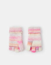 Girls Bunny Stripe Fingerless Gloves with Mittens, Multi (PASTEL MULTI), large
