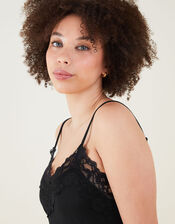 Lace Trim Pyjama Set, Black (BLACK), large
