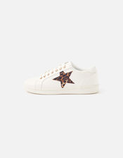 Leopard Star Trainers, White (WHITE), large