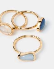 3-Pack Mother of Pearl Stone Rings Set, Blue (BLUE), large