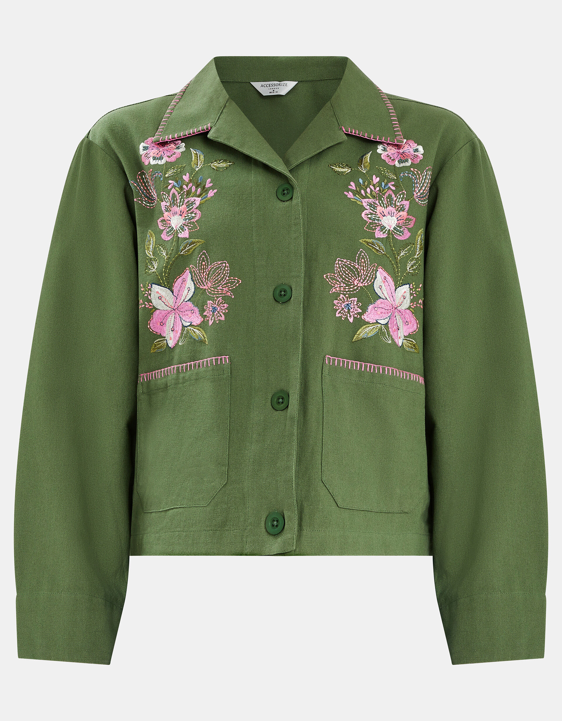 Jasmine Embroidered Cotton Jacket Green | Shop All | Accessorize UK