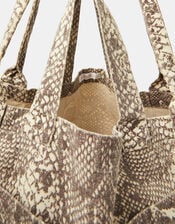Snakeskin Print Shopper Bag, , large