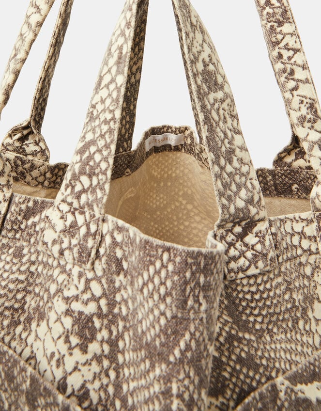 Snakeskin Print Shopper Bag, , large
