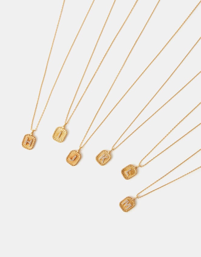 14ct Gold-Plated Initial Tag Pendant Necklace, Gold (GOLD), large