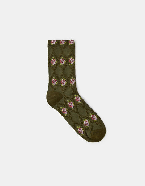 Rose Print Socks, , large