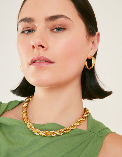 14ct Gold-Plated Large Twist Chain Necklace, , large