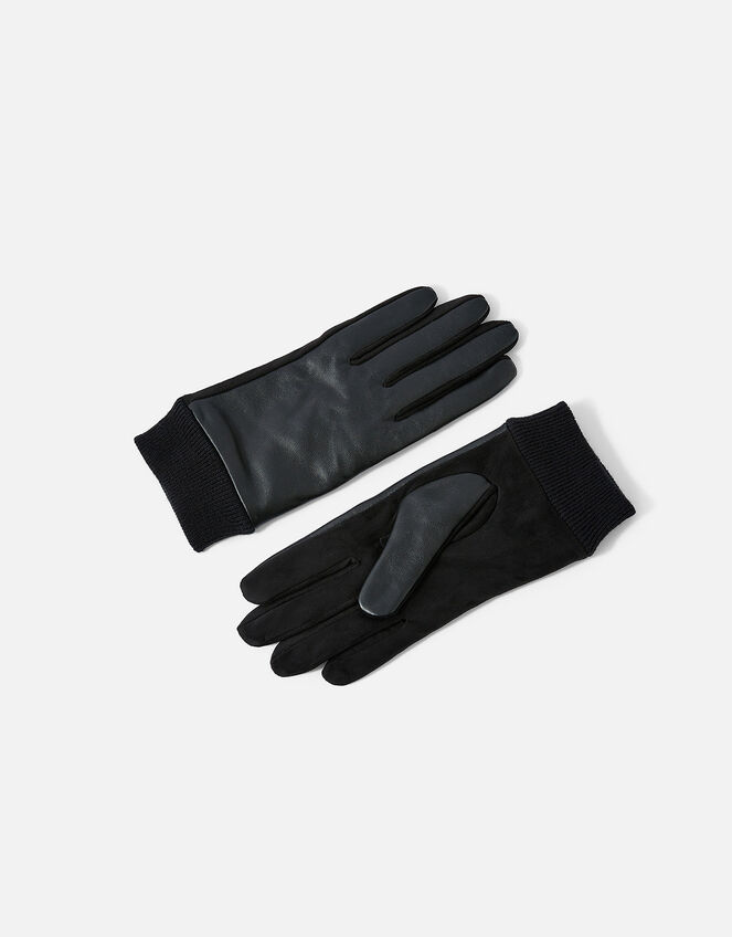 Luxe Sally Leather Gloves, Black (BLACK), large