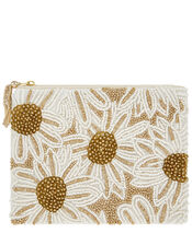 Bead and Sequin Daisy Pouch Bag, , large