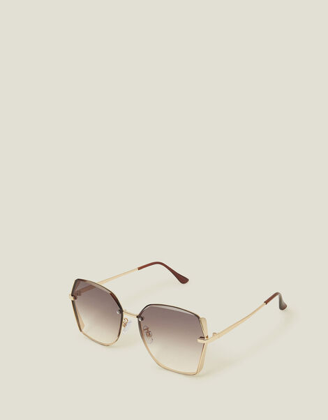 Metal Bevelled Edge Sunglasses, , large