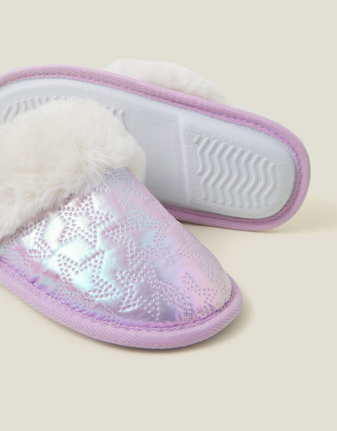 Girls Star Mule Slippers, Purple (LILAC), large