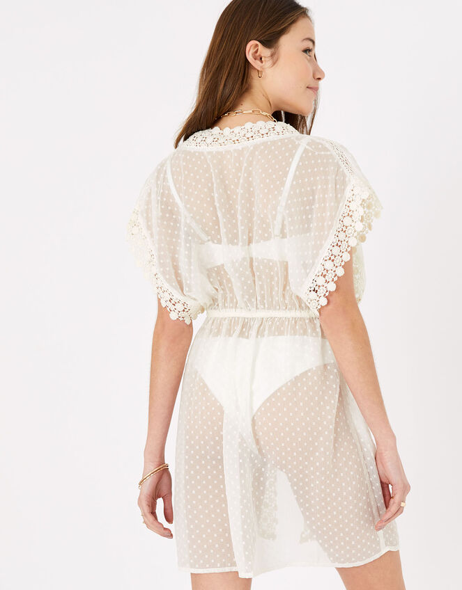 Dobby Chiffon and Lace Kaftan, Ivory (IVORY), large