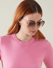 Metal Bevelled Edge Sunglasses, , large