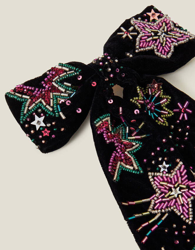Large Beaded Star Hair Bow, , large