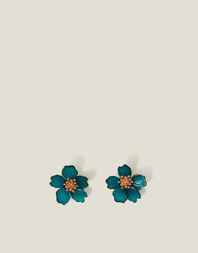 Statement Resin Flower Stud Earrings, , large