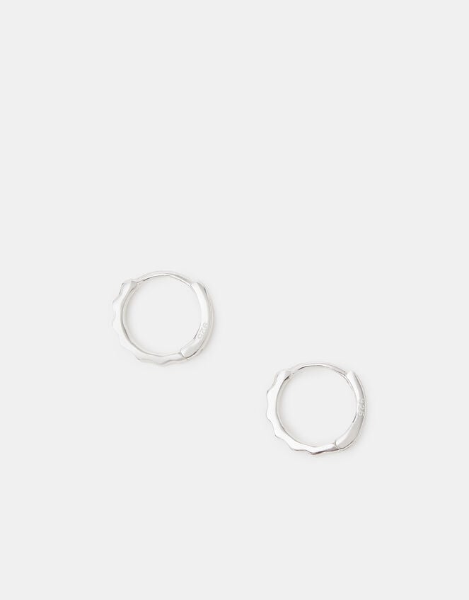 Sterling Silver Bamboo Hoop Earrings, , large