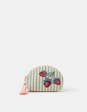 Embellished Strawberry Stripe Coin Purse, , large