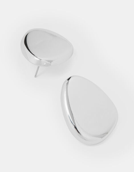 Sculptural Stud Earrings, Silver (SILVER), large