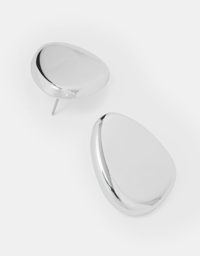 Sculptural Stud Earrings, Silver (SILVER), large