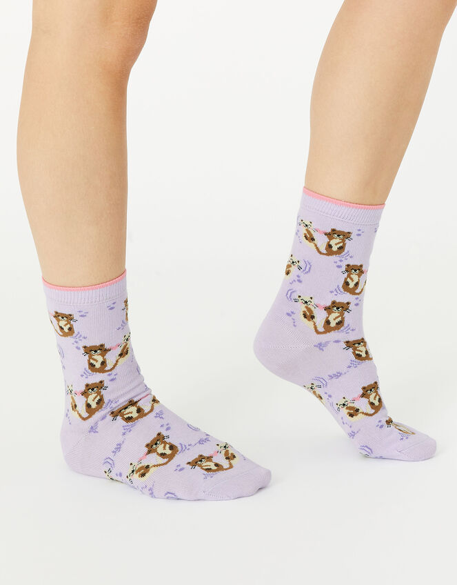 Otterly in Love Socks, Purple (LILAC), large
