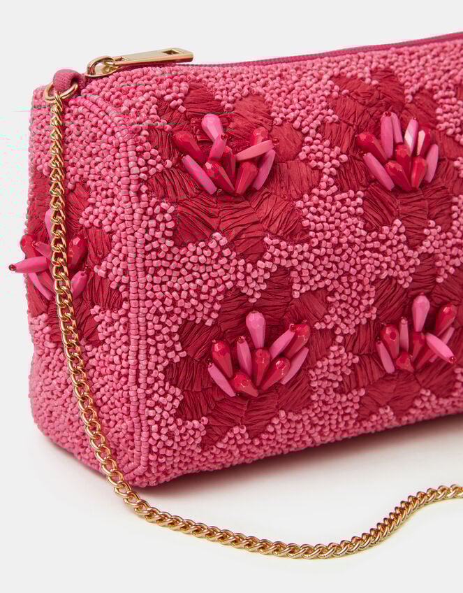 Floral Bead Embellished Shoulder Bag, , large