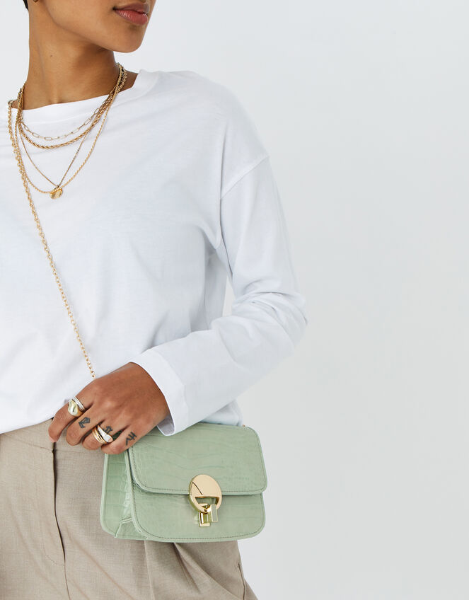 Lock Detail Chain Bag, Green (GREEN), large