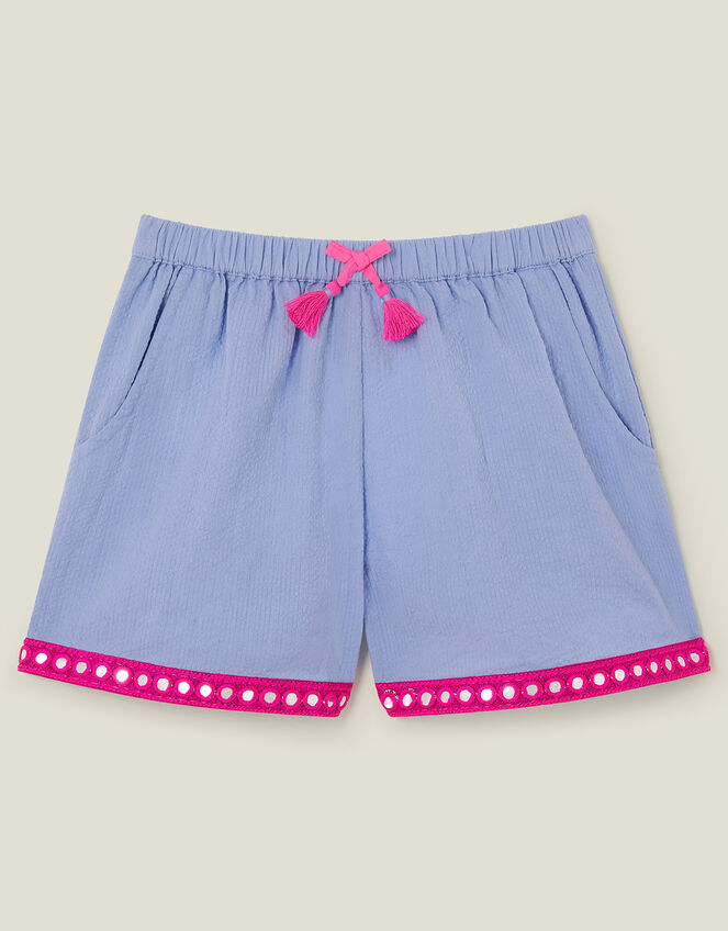 Girls Mirror Embellished Shorts, Blue (BLUE), large