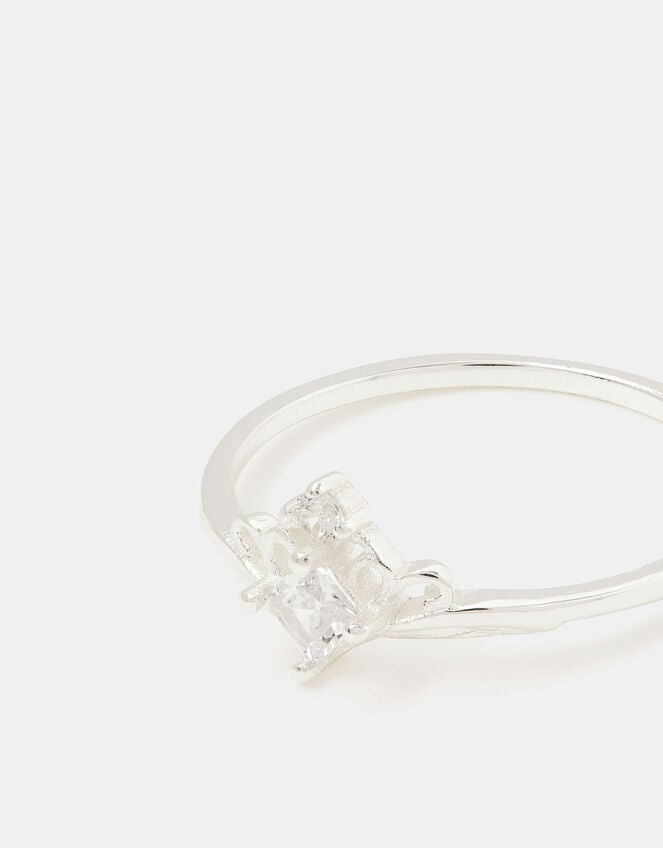 Sterling Silver Crown Ring, Silver (ST SILVER), large